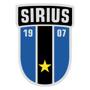 Loggan till fotbollsklubben Sirius med en stjärna och blåa samt svarta färger. 